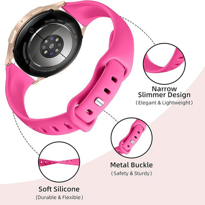 GEAK Compatible with Galaxy Watch 7 Band/Samsung Watch 7 6 5 Bands 40mm 44mm/Watch 5 Pro 45mm,20mm Soft Slim Silicone Band Compatible for Galaxy Watch 4 5 6 7 Active 2 Small Rose/Teal/Lavender/Yellow