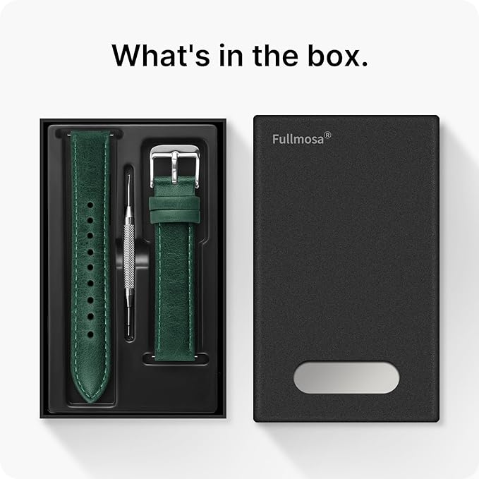 Fullmosa Watch Band, Quick Release Leather Watch Strap for Men Women, Replacement Bands Width 12mm 14mm 16mm 18mm 19mm 20mm 21mm 22mm 24mm