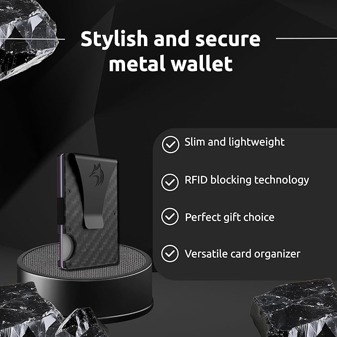 TRAVELINGO Slim RFID Blocking Wallet For Men - Light Weight, Durable & Compact- Minimalist Wallet With Money Clip (Carbon Fiber)
