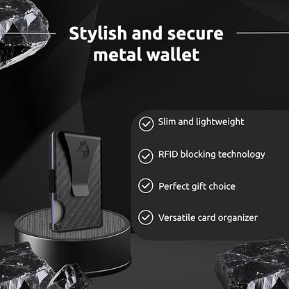 TRAVELINGO Slim RFID Blocking Wallet For Men - Light Weight, Durable & Compact- Minimalist Wallet With Money Clip (Carbon Fiber)