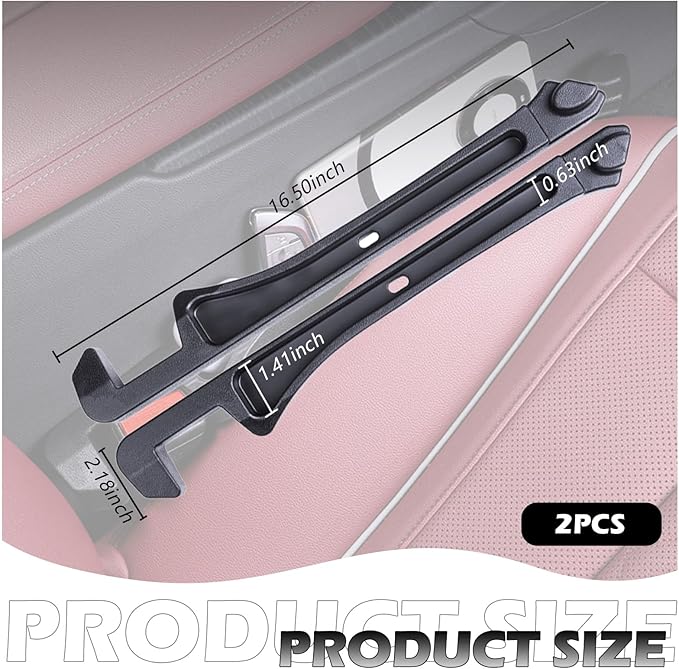 2PCS Upgraded Car Seat Gap Filler Organizer,Versatile Car Gap Filler Organizer with Hooks & Storage Slots Design,Soft Cars Seat Gaps Fillers Strip Cars Accessories Interior