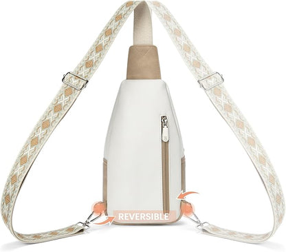 BOSTANTEN Sling Bag for Women Leather Crossbody Bag Vintage Cross Body Purse for Travel with Guitar Strap, Bohemian Style