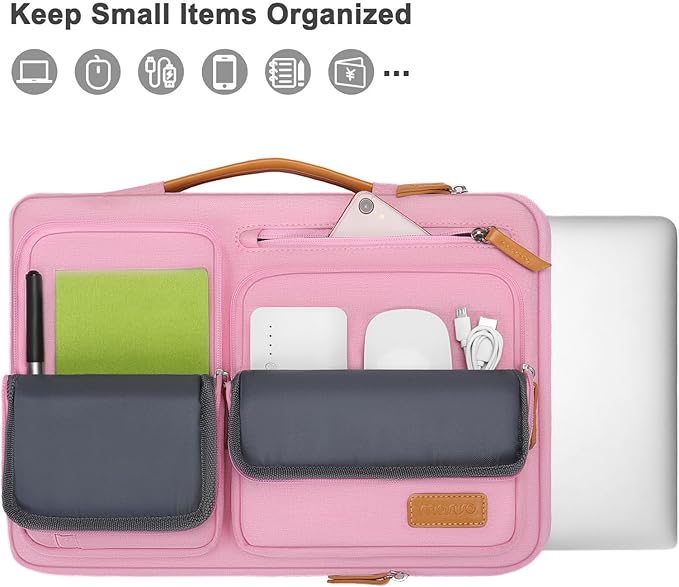 MOSISO 360 Protective Laptop Case 15 inch, 15 inch Laptop Sleeve Compatible with MacBook Air M4 M3 M2 2025 2024 2023, Dell XPS Plus, Side Open Carrying Case with 4 Zipper Pockets&Handle, Pink