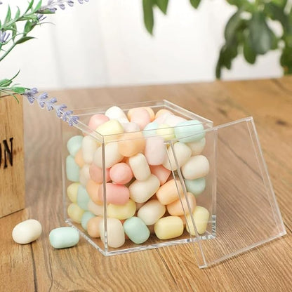 Acrylic Box Clear Acrylic Square Cube Display Boxes Multi-Purpose Container Clear Boxes with Lids for Gifts Weddings Valentine's Day Party Favors Jewelry Storage Box