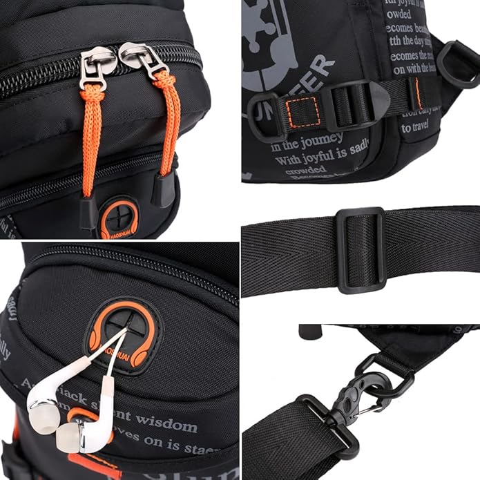 Hebetag Leather Sling Bag Crossbody Backpack for Men Women Travel Outdoor Camping