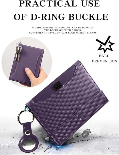 Passport Holder for Travel Essentials, RFID Blocking PU Leather Passport Wallet Cover Card holder Case Passport Book Holders for Women and Men, Dark Purple