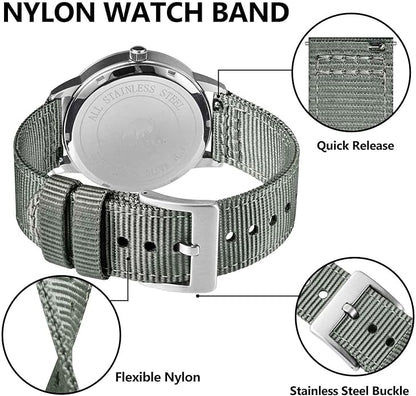 BISONSTRAP Men’s Nylon Watch Bands, Two-Piece Military Watch Straps, Quick Release, Brushed Buckle, Band Width 18mm 19mm 20mm 22mm