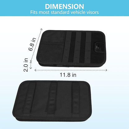 KENOBE Molle Car Sun Visor Organizer, Semi-Rigid Tactical Panel Caddy with Zipper Pouch and Glasses Clip for Car Accessories, Fits Most Vehicles, SUVs, Trucks, Black