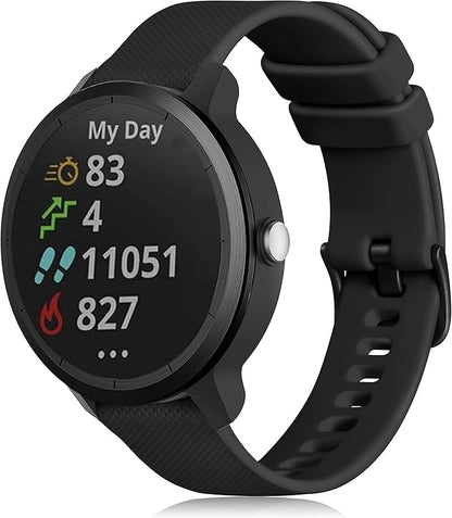 GEAK Compatible with Garmin Vivoactive 5 Watch Bands/Garmin Vivoactive 3 Watch Bands,20mm Silicone Band for Vivoactive 3 Music/Vivomove Sport,Forerunner 645/245 Music Smartwatch Women Men Black