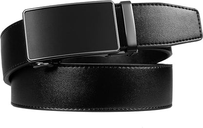 Founders & C Men's Ratchet Belt 1 3/8",Leather Dress Belt Adjustable with Click Sliding Buckle Trim to Exact Fit