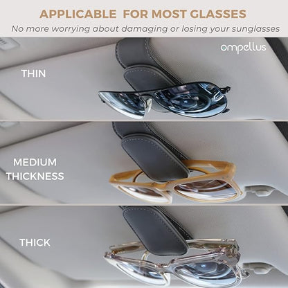 Magnetic Leather Sunglass Holder, Eyeglass Hanger Clip for Car Sun Visor, Suitable for Different Size Eyeglasses(Black, 1 Pack)
