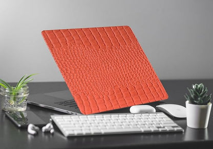 KEROM Compatible for Crocodile MacBook Pro 13 Inch Case 2025-2016 M2 M1 A2338 A2289 A2251 A2159 A1989 A1706 A1708, Textured Aligator Skin Snakeskin PU Leather Hardshell & Keyboard Cover, Orange