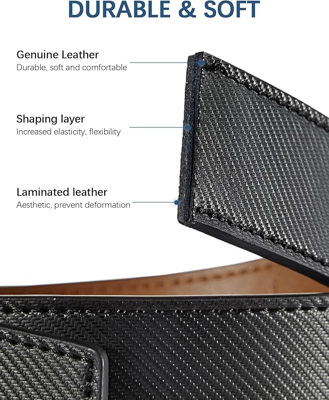 BOSTANTEN Ratchet Leather Belt For Men 2 Pack Dress and Casual with Adjustable Buckle, Trim to Fit