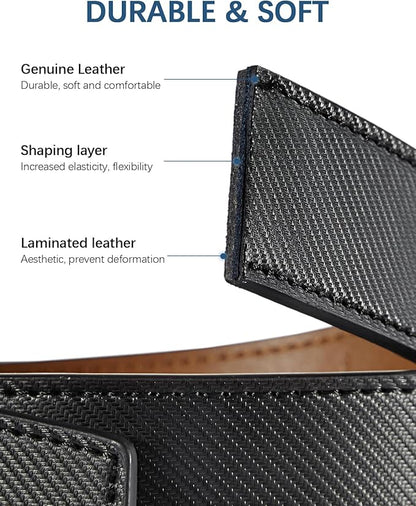 BOSTANTEN Ratchet Leather Belt For Men 2 Pack Dress and Casual with Adjustable Buckle, Trim to Fit