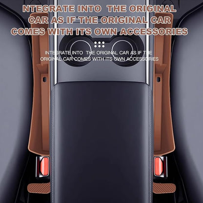 2PCS Car Seat Gap Filler Organizer,Multifunctional Car Gap Fillers with USB and Phone Holder, Universal Car Seat Storage Organizer Between Seats for Phone, Keys, Eyeglasses(Brown)