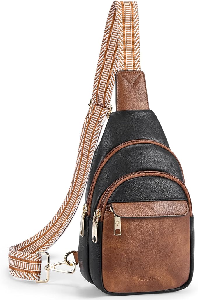 BOSTANTEN Small Sling Bag for Women Leather Crossbody Bags Fanny Pack Chest Bag for Travel