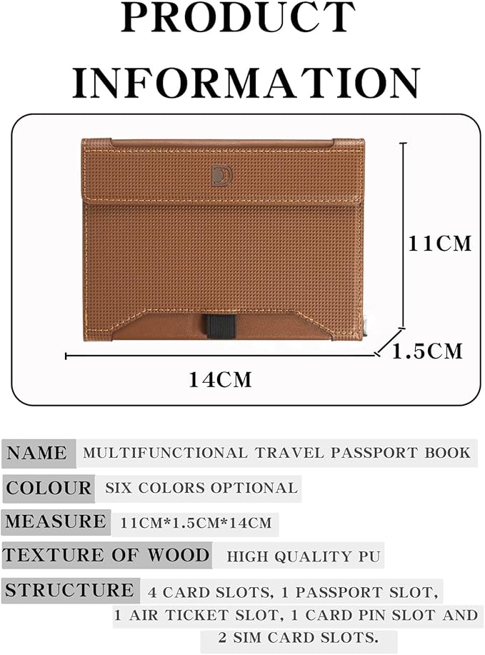 Passport Holder for Travel Essentials, RFID Blocking PU Leather Passport Wallet Cover Card holder Case Passport Book Holders for Women and Men, Brown