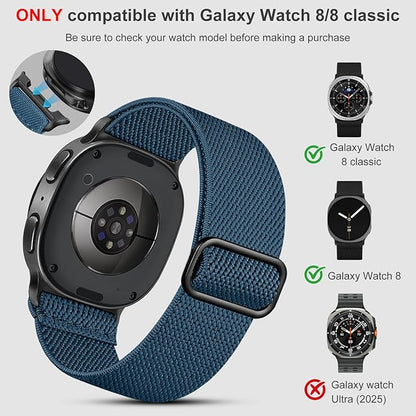Lerobo Elastic Bands Compatible with Samsung Galaxy Watch 8 7 6 5 4 40mm 44mm/Galaxy Watch 8 Classic 6 4 Classic 43mm 47mm 42mm 46mm/5 Pro Band 45mm/Active 2,3 Pack 20mm Adjustable Nylon Sport Band