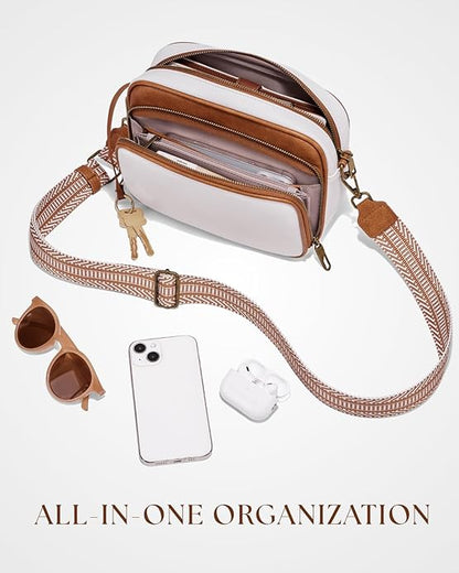 Crossbody Bags with Built-in Wallet, Anti-Theft Travel Purse with Card Slots, Trendy Vegan Shoulder Bag for Women Men