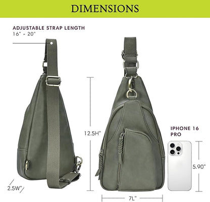 MMS Brands Antik Kraft Tasha Crossbody Sling | Vegan Leather Crossbody Bag for Women with 16-20" Strap | Sling Bags for Women