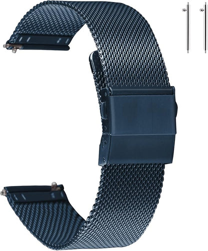 EACHE Stainless Steel Mesh Watch Band for Men Women, Quick Release Mesh Watch Straps 12mm 14mm 16mm 18mm 20mm 22mm