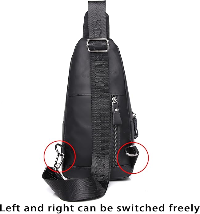 LUKZIJAES Genuine Leather Sling Bag for Men