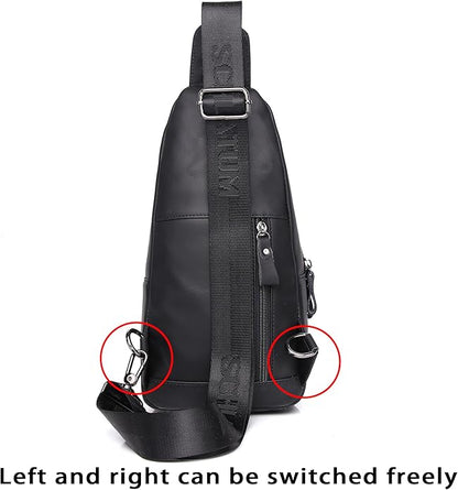 LUKZIJAES Genuine Leather Sling Bag for Men