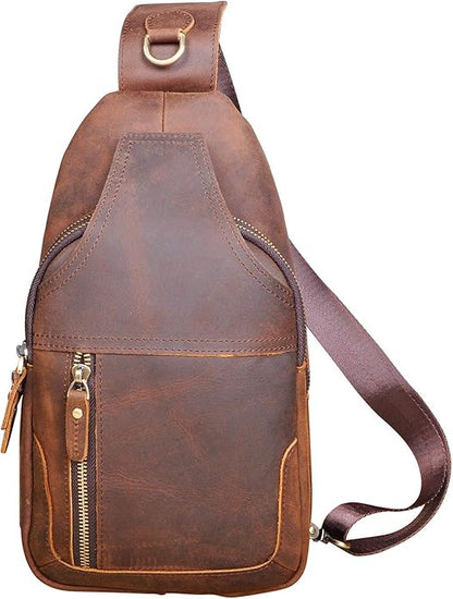 Le'aokuu Men Fashion Casual Tea Designer Travel Hiking Crossbody Chest Sling Bag Rig One Shoulder Strap Bag Men Leather 8015 | Fashion, Casual, Tea, Designer, Travel, Hiking