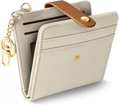 Jogjam Small Ladies Wallet, Rfid Slim Thin Compact Credit Card Women Wallet, PU Leather Bifold Cash Wallet, Zipper Coin Pocket & ID Window, Female Gifts Beige and Caramel