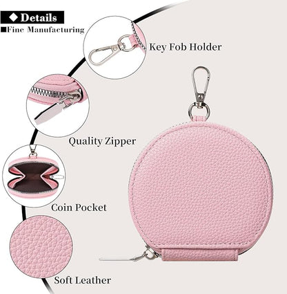 FALAN MULE Coin Purse Small Leather Pouch Wallet Round Zipper Change Pouch for Women