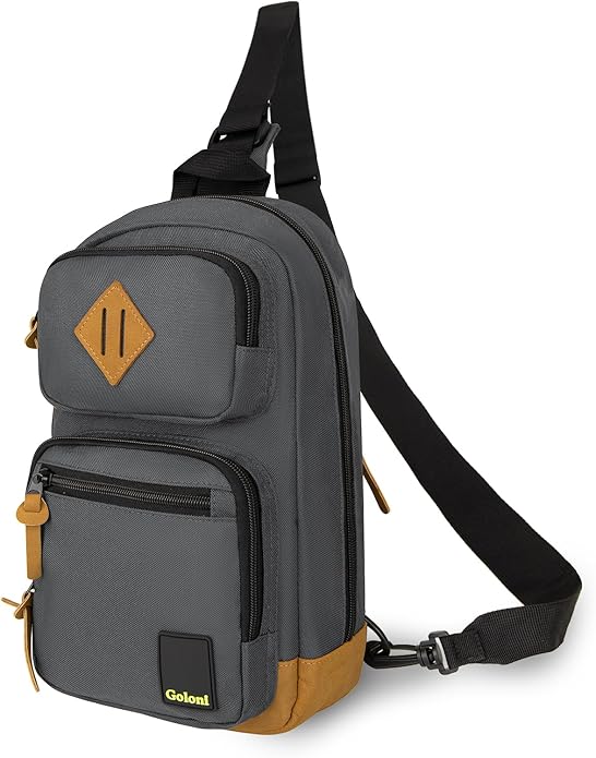 Goloni Sling Bag for Men Women, Crossbody Shoulder Bag with Multiple Pockets, Lightweight Casual Daypack for Travel