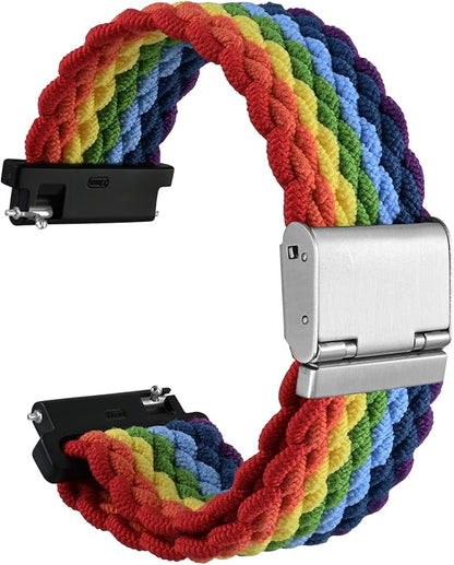WOCCI 18mm Braided Nylon Watch Band for Men and Women, Quick Release, Silver Stainless Steel Buckle (Multicolor)