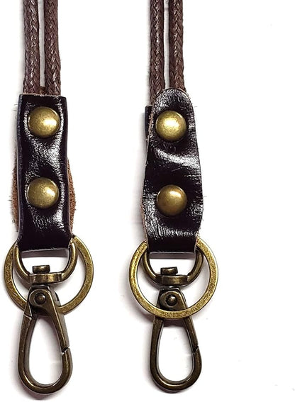 Aslana Genuine Leather Rope Necklace Lanyard for Key ID Badge Holder, Lobster Claw Clasp, Vintage Retro Style (19" Neck Lanyard, 1-Pack, 7 Expresso Leather)