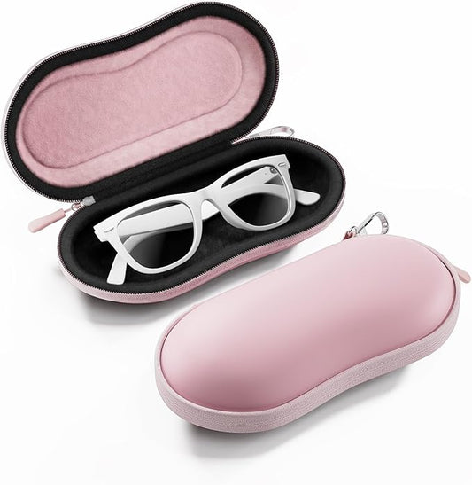 ProCase Sunglasses Case, Hard EVA Shell Shockproof Eyeglass Case for Men Women with Metal Hanging Hook and Velvet Lining, Travel Zipper Sport Glasses Holder Organizer for Gifts- Lightpink
