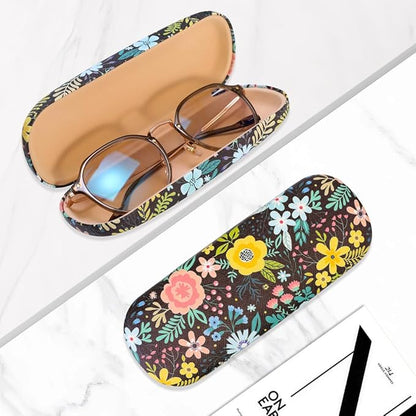 PERFECTSIGHT Hard Shell Eyeglasses Case, PU Leather Protective Glasses Case, Cute Eyeglass Case for Women Men Girls