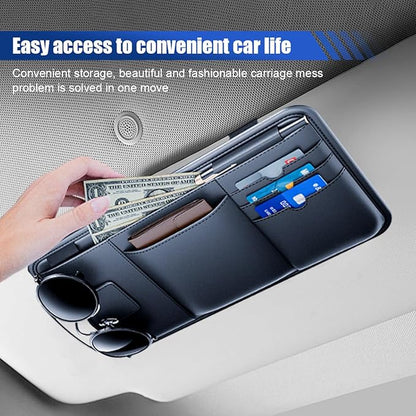ZIMISI Sun Visor Organizer, Multi-Pocket Car Registration and Insurance Holder, Sunglass Holder for Car, Automotive Visor Organizer for Card License Registration Pen Ticket