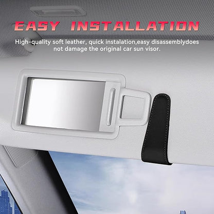2PCS Sunglasses Holders for Car Sun Visor, Leather Eyeglasses Hanger Mounter, Magnetic Glasses Holder and Ticket Card Clip, Universal Auto Interior Accessories (Carbon Fiber, 1PCS)