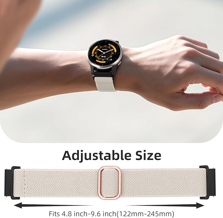DaQin 3 Pack Nylon Watch Bands Compatible with 16mm 18mm 20mm 22mm Quick Release Watch Band, Adjustable Soft Stretchy Solo Loop Strap Elastic Braided Relacement Wristband for Men Women