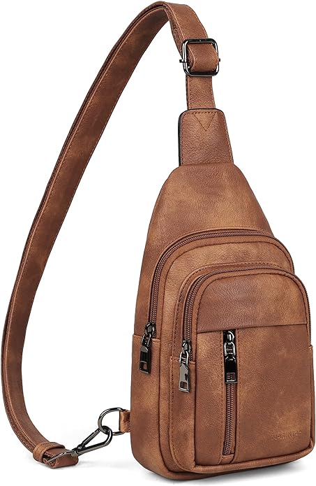 MASINTOR Sling Bag for Women - Crossbody Bags Fanny Pack with Vegan Leather - Adjustable Sling Backack for Travel