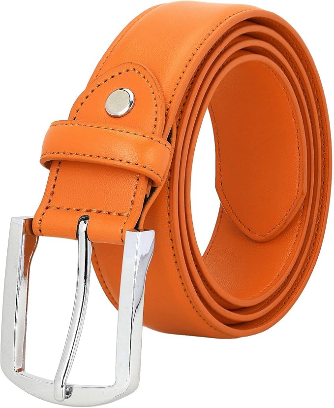 Falari Men Genuine Leather Casual Dress Belt With Single Prong Buckle, Classic Style Belt