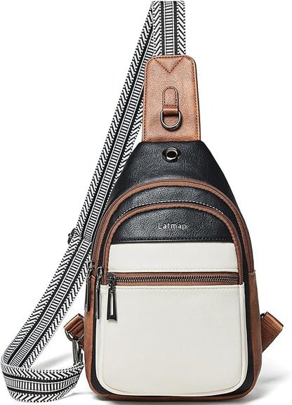 LATMAP Sling Bag For Women Faux Leather Small Casual Daypack Backpack Fanny Pack Crossbody Chest Bags Purse