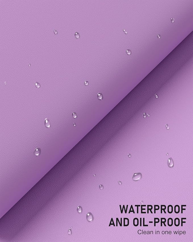Desk Pad, 48" x 17" PU Leather Non-Slip Desk Mat Large Mouse Pad for Desktop, Waterproof Laptop Computer Writing Mat for Office, Home, Work, Gaming, Purple