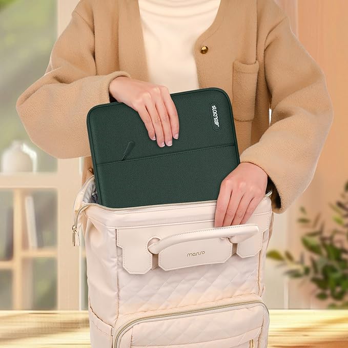 MOSISO Laptop Case 13 inch, Laptop Sleeve Compatible with MacBook Neo/Air/Pro 13 inch with A18/M5/M4/M3/M2/M1 Chip 2026-2016, Polyester Vertical Computer Sleeve Bag with Pocket, Midnight Green