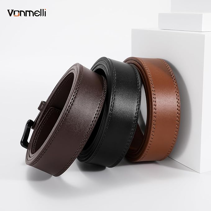 VONMELLI Nickel Free Leather Belt for Men, Non Metal TSA Approved Men’s Belt for Jeans with Hypoallergenic Buckle
