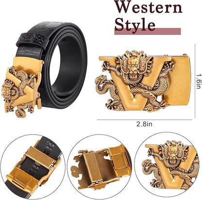 Aurolran Men&Womens Leather Dress Belt Business Automatic Buckle Belt Color-Black Silver Gold