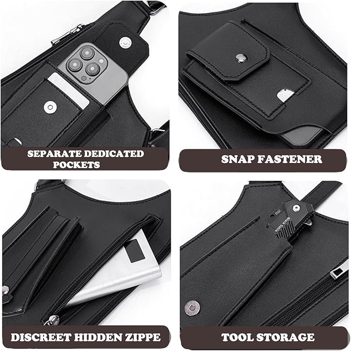 Men's Double Shoulder Armpit Bag, Premium Leather Underarm Anti-Theft Hidden Wallet Pocket, Adjustable & Vintage for Hiking