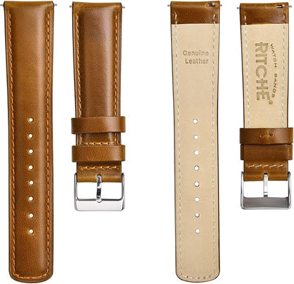 Ritche Christmas Gift Quick Release Leather Watch Bands Genuine Watch Straps for Men Women Top Grain Leather Watch Strap, White Elephant Gifts, Stocking Stuffers for Men, Father's Day gifts