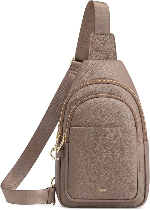 Kattee Sling Bag for Women, Leather Fanny Packs Crossbody Purse, Small Chest Bag for Travel with RFID Blocking