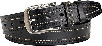 Luxury Full Grain Genuine Leather Belt Men Gift, 1.5" Wide Vintage Real Leather Western Cowboy Men's Belts
