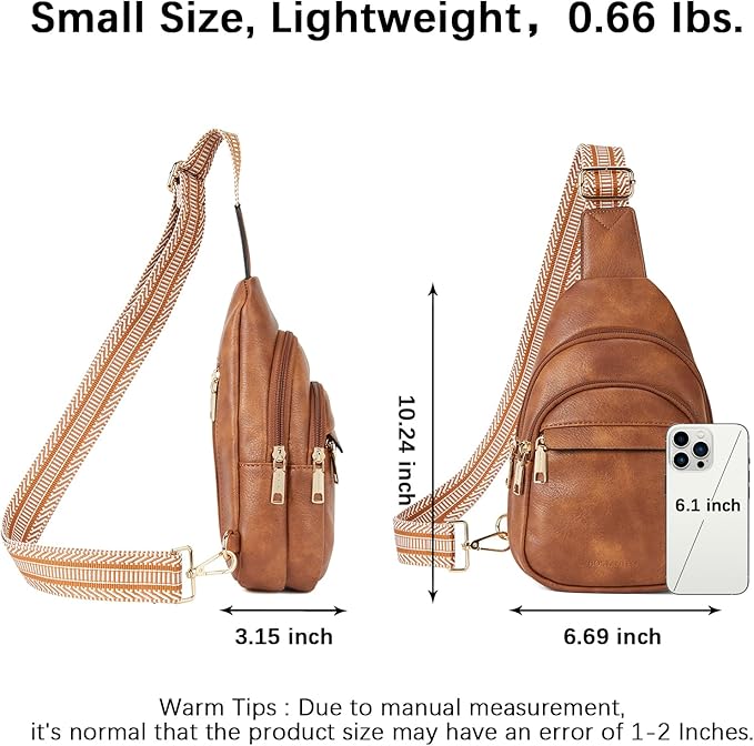 BOSTANTEN Small Sling Bag for Women Leather Crossbody Bags Fanny Pack Chest Bag for Travel